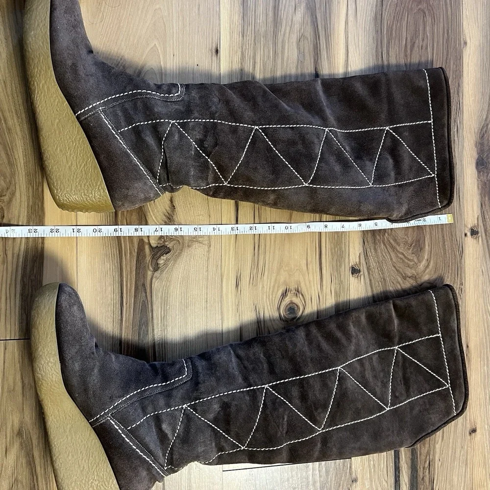 Michael Kors brown Crosby Suede Sherpa Lined Knee High Wedge Boots‎ Womens Sz 10